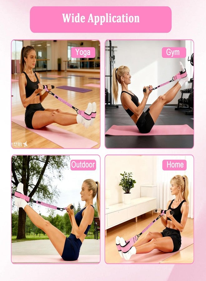 MLLNFUE Upgraded Pedal Resistance Band with Handle, 3 Elastic Bands 30/40/50lbs, Sit Up Exercise Equipment for Abs Core Arm Leg, Adjustable Tension Rope Home Gym for Women Men (Pink) - Image 5