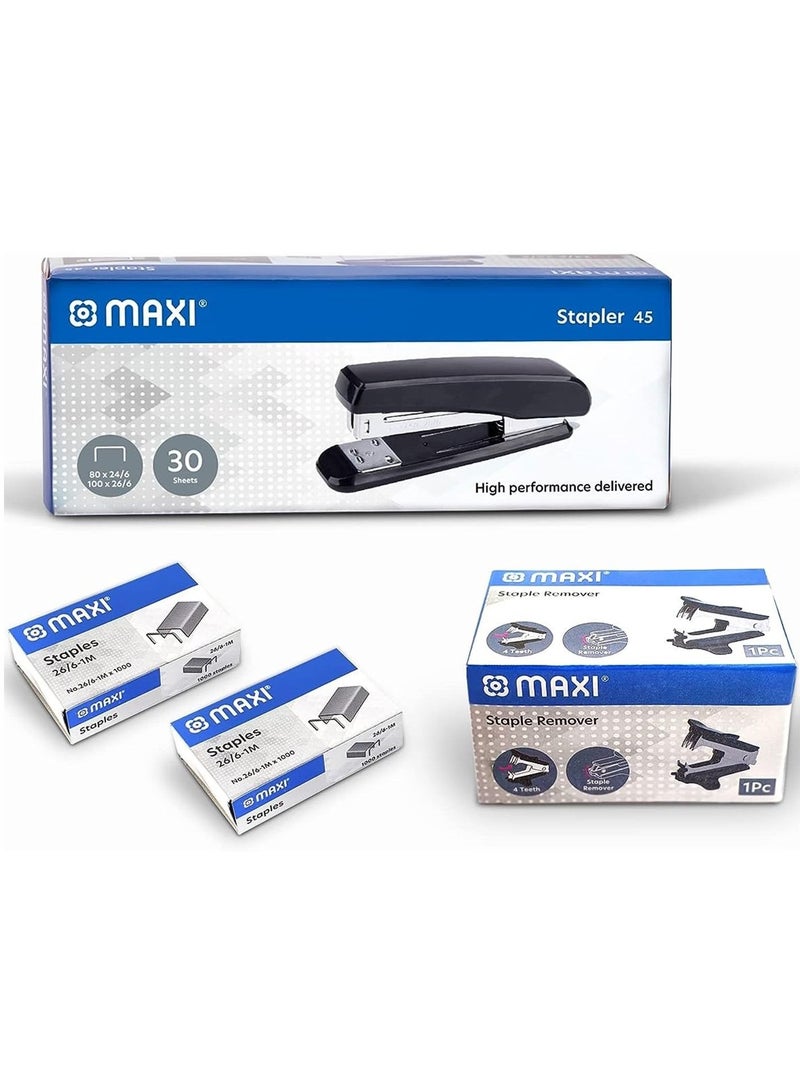 Maxi Desktop Stapler With Staple Remover And Two Packs of Pins Assorted Colours - Image 1