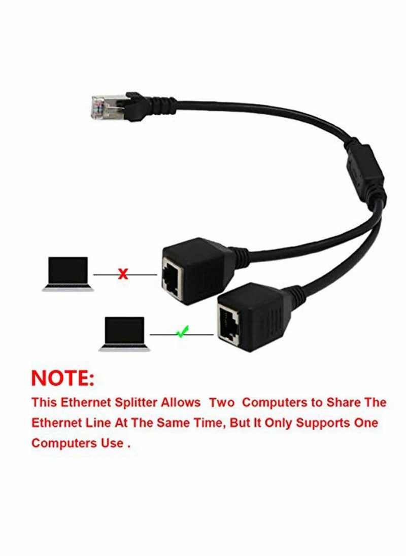 KASTWAVE RJ45 Ethernet Splitter Cable, LAN Network Port Ethernet Connector Adapter 1 Male to 2 Female Y Tape Cable for Cat5 Cat6 Cat7  - Image 2