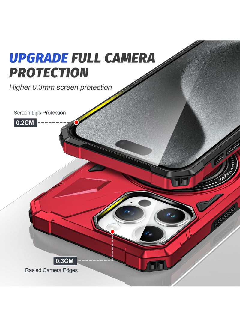GOLDEN MASK GOLDEN MASK For iPhone 14 Pro Max Case Mag-Safe Magnetic Shockproof Phone Case with Ring Holder (Red) - Image 4