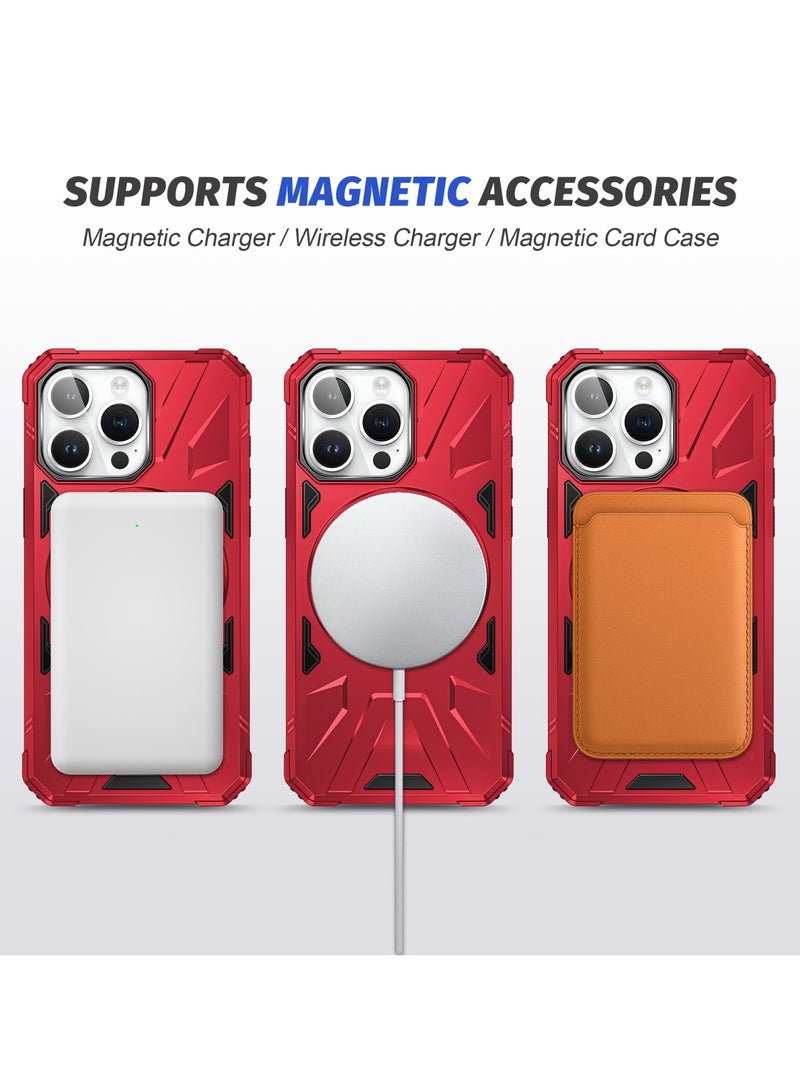 GOLDEN MASK GOLDEN MASK For iPhone 14 Pro Max Case Mag-Safe Magnetic Shockproof Phone Case with Ring Holder (Red) - Image 5