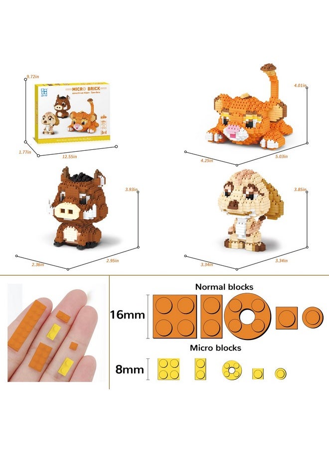 HSANHE Lion, Warthog, Meerkat Mini Building Blocks Sets, Not Compatible with Lego Animals, 1856 PCS Micro Mini Building Toy Bricks for Adults, Party Favors for Kids Boys Girls 14+  - Image 4