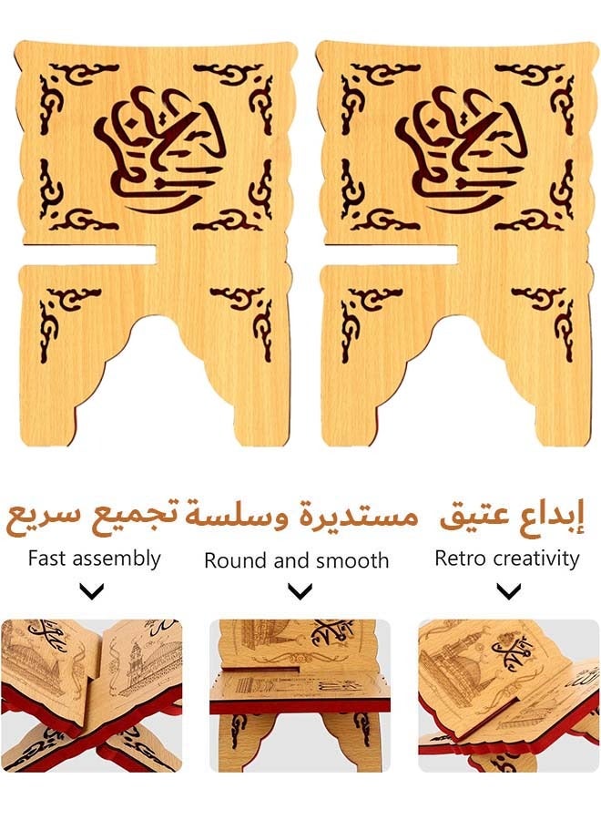 YIM-VIBEHAUS Quran Holder Quran Stand Quran Cabinet Prayer Book Stand Ramadan Reading Shelf Mubarak Muslim Party Ornament Book Holder - Image 2
