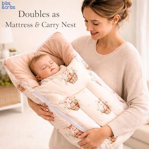 Bibs & cribs 3 in 1 Baby Sleeping Bag for New Born & Carry Nest Portable Cotton Sleeping Bag for Baby Soft Infant Bed 0-6 Months Bassinet & Travel Ready - Image 2