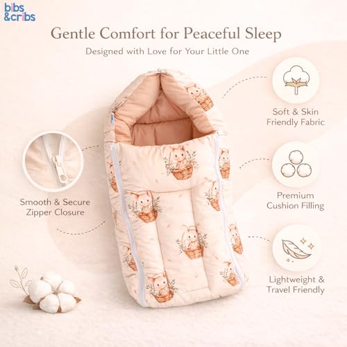 Bibs & cribs 3 in 1 Baby Sleeping Bag for New Born & Carry Nest Portable Cotton Sleeping Bag for Baby Soft Infant Bed 0-6 Months Bassinet & Travel Ready - Image 3