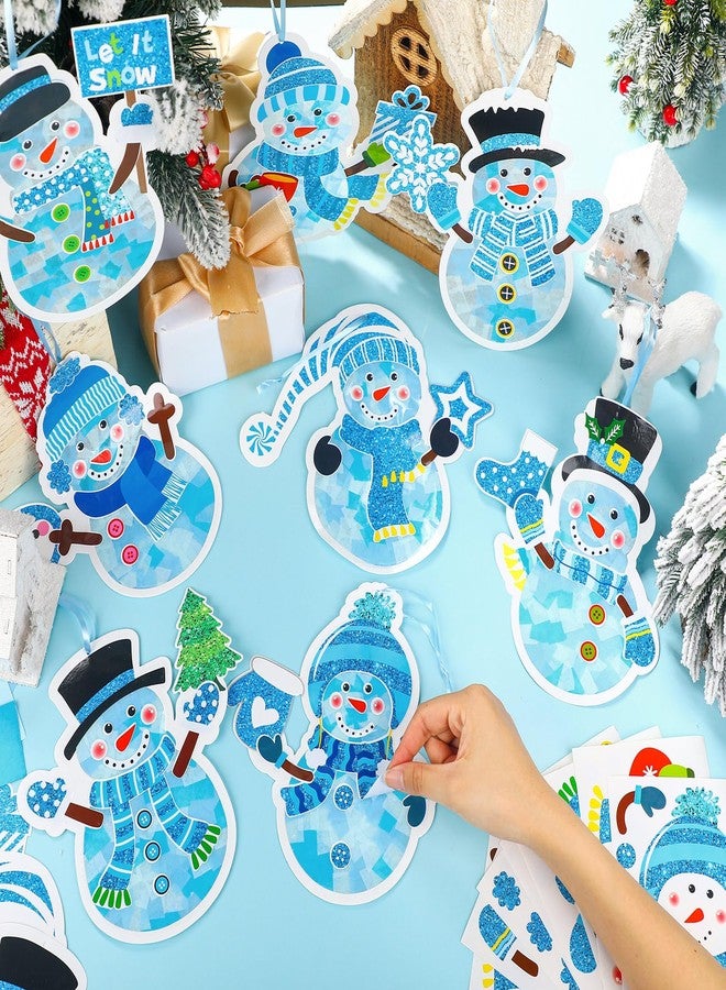DoubleFill مجموعة دبل فيل 48 قطعة من زينة نوافذ على شكل رجل ثلج شتوي، مجموعة حرف يدوية لصنع زينة نوافذ من ورق المناديل، زينة يمكنك صنعها بنفسك - Image 2