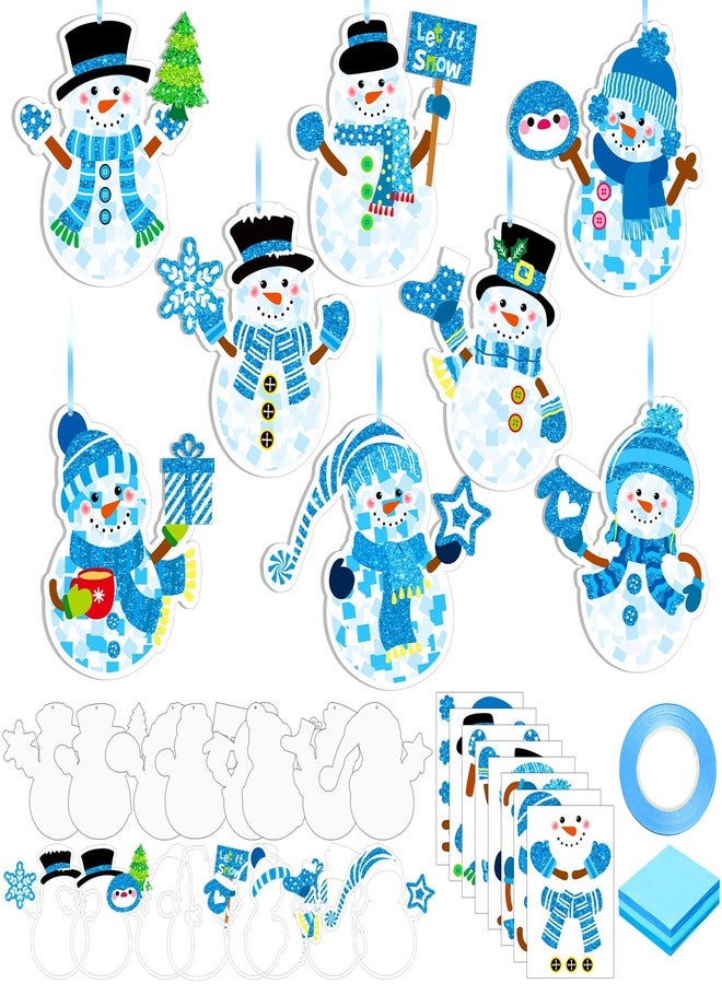 DoubleFill مجموعة دبل فيل 48 قطعة من زينة نوافذ على شكل رجل ثلج شتوي، مجموعة حرف يدوية لصنع زينة نوافذ من ورق المناديل، زينة يمكنك صنعها بنفسك - Image 1