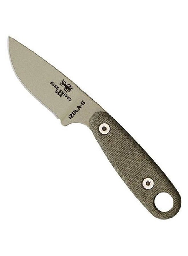 ESEE Knives Izula-II Fixed Blade Knife, Micarta Handle, Molded Sheath, Clip Plate (Desert Tan) - Image 1