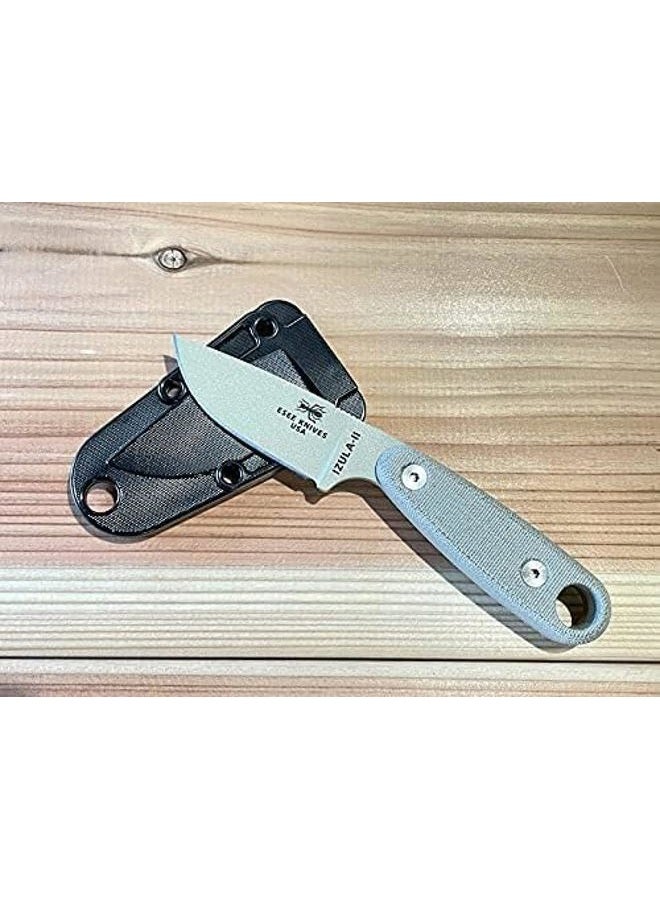 ESEE Knives Izula-II Fixed Blade Knife, Micarta Handle, Molded Sheath, Clip Plate (Desert Tan) - Image 2