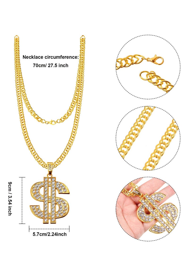 Excefore 6 Pcs 80s 90s Hip Hop Costume Kit Inflatable Radio Boombox Phone Necklace Ring Sunglasses Hat Rapper Accessories  - Image 5