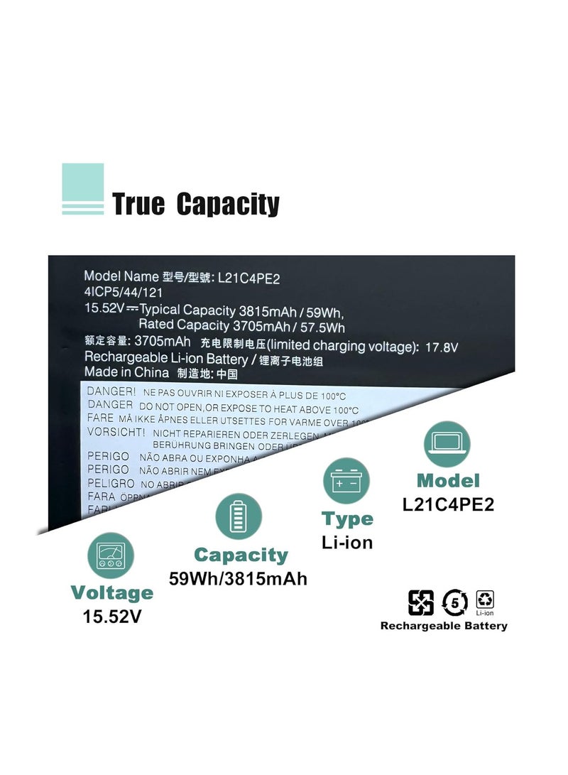 Terabyte بطارية لابتوب L21C4PE2 59Wh بديل لسلسلة Lenovo Yoga 6-13ALC7 6-13ABR8 L21L4PE2 SB11F29412 5B11F29411 SB11F29410 5B11F29414 SB11F29418 5B11F29421 15.52V 3815mAh - Image 2