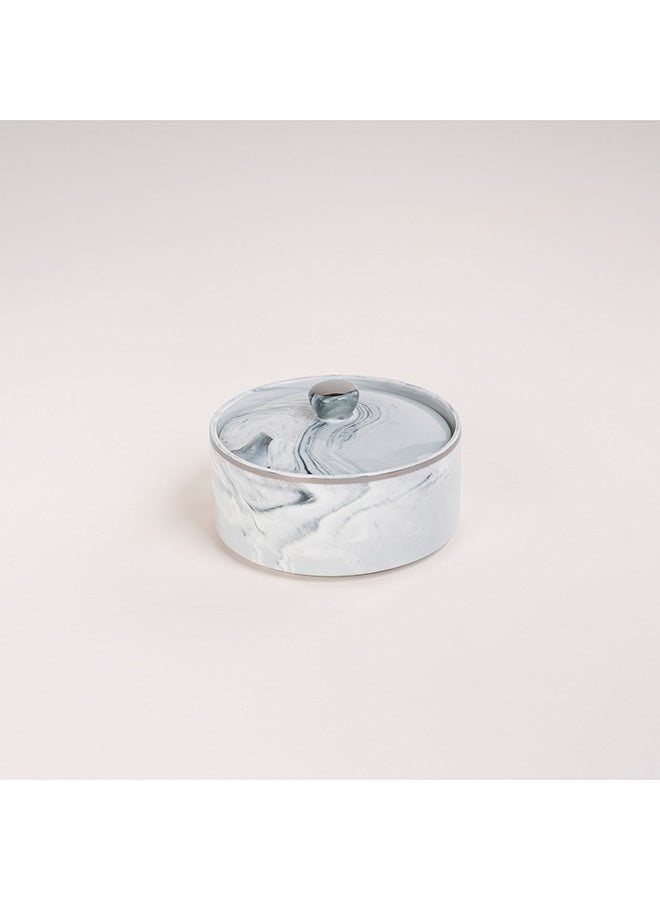 Dallaty وعاء تمر دلاتي من البورسلين رخام أزرق فضي - Image 2