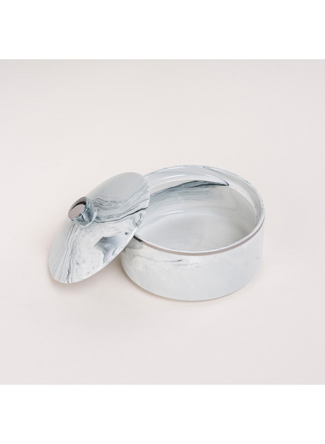 Dallaty وعاء تمر دلاتي من البورسلين رخام أزرق فضي - Image 3