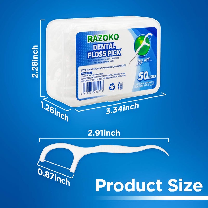 RAZOKO Dental Floss Picks High Toughness Professional Toothpicks Sticks 8-Pack(400pcs) with Portable Case and Dental Picks - Image 2