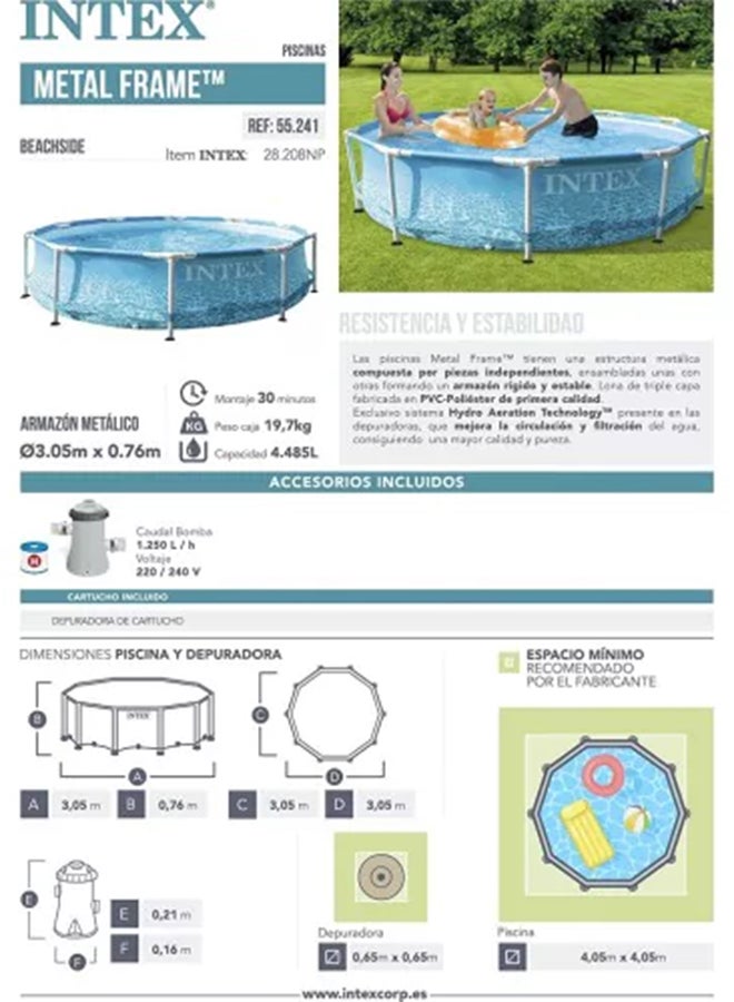 INTEX Metal Frame Round Swimming Pool 305x76cm 305x76cm - Image 5