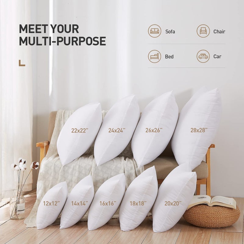 Acanva Premium Polyester Stuffer Square Form Sham Throw Pillow Inserts  18X18 Inch(1 Count)  White - Image 4