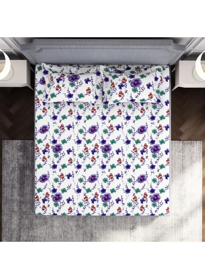 Welspun Microfiber Double Bedsheet (220 Cm X 240 Cm / 43 Cm X 68 Cm) | 105 Tc Sateen Floral Bedsheet & Pillow Covers Set (Blanc De Blanc)- Adore - Image 3