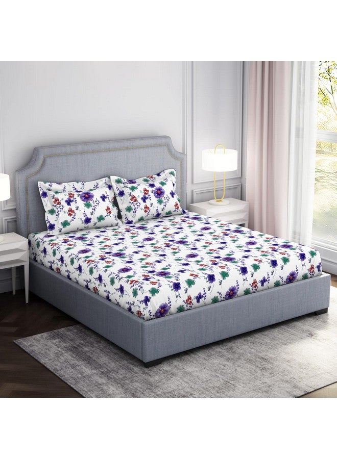 Welspun Microfiber Double Bedsheet (220 Cm X 240 Cm / 43 Cm X 68 Cm) | 105 Tc Sateen Floral Bedsheet & Pillow Covers Set (Blanc De Blanc)- Adore - Image 2