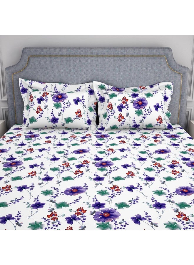 Welspun Microfiber Double Bedsheet (220 Cm X 240 Cm / 43 Cm X 68 Cm) | 105 Tc Sateen Floral Bedsheet & Pillow Covers Set (Blanc De Blanc)- Adore - Image 4