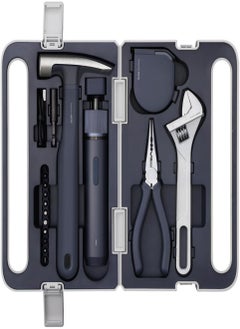 HOTO Electric Screwdriver 3.6V 5-Piece Tool Set | Magnetic Claw Hammer, Self-Lock Measuring Tape, Needle Nose Plier, Adjustable Spanner & 10 Bits | Compact & Durable DIY Kit (Black)  - Image 3