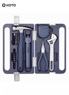Electric Screwdriver 3.6V 5-Piece Tool Set | Magnetic Claw Hammer, Self-Lock Measuring Tape, Needle Nose Plier, Adjustable Spanner & 10 Bits | Compact & Durable DIY Kit (Black)