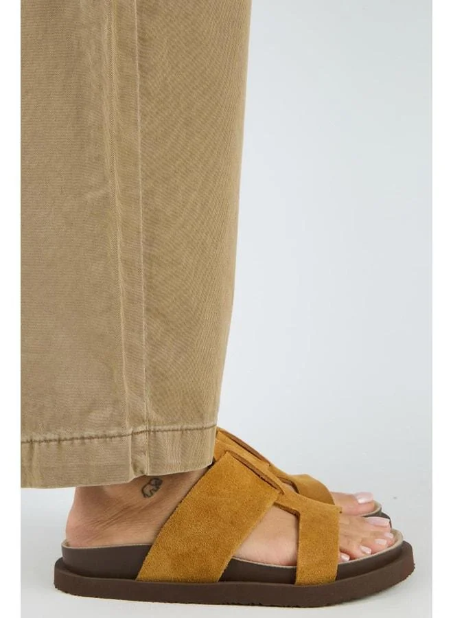 Manijero  Sabrina Women's Genuine Leather Double-Band Mustard Slippers. for Women | Best Price UAE