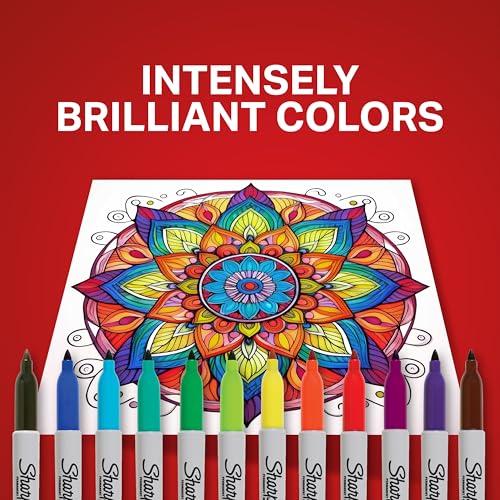 Sharpie Permanent Markers Quick Drying And Fade Resistant Fine Tip Marker Set For Wood Plastic Paper Metal And More Drawing Coloring And Poster Marker Assorted Colors 12 Count - Image 4