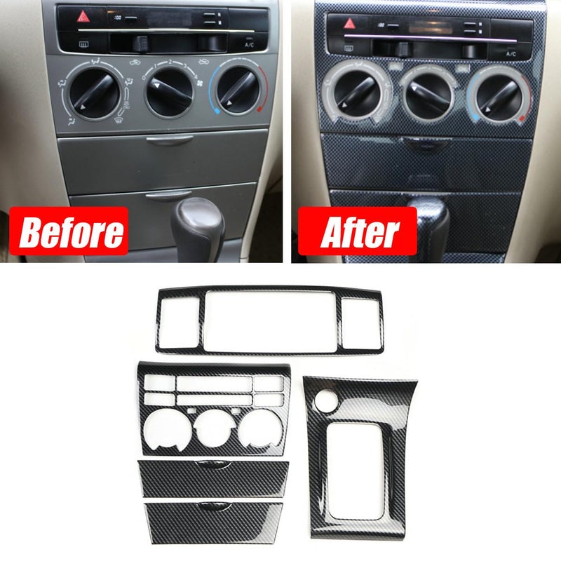 Bayyee Car Center Console Gear Shift Box Transmission Panel Cover Sticker Set Car Decoration for Toyota Corolla 2003-2008 Carbon Fiber Black (Not Replacement) - Image 2
