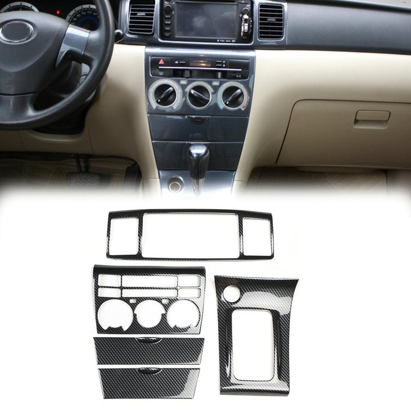 Bayyee Car Center Console Gear Shift Box Transmission Panel Cover Sticker Set Car Decoration for Toyota Corolla 2003-2008 Carbon Fiber Black (Not Replacement) - Image 1