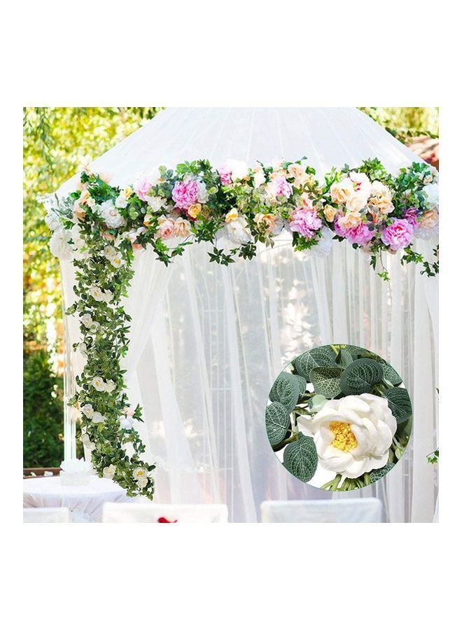 NIBEMINENT Vine Artificial Flower Eucalyptus Rattan Hanging Plant Green/White - Image 4