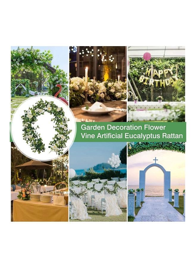 NIBEMINENT Vine Artificial Flower Eucalyptus Rattan Hanging Plant Green/White - Image 2