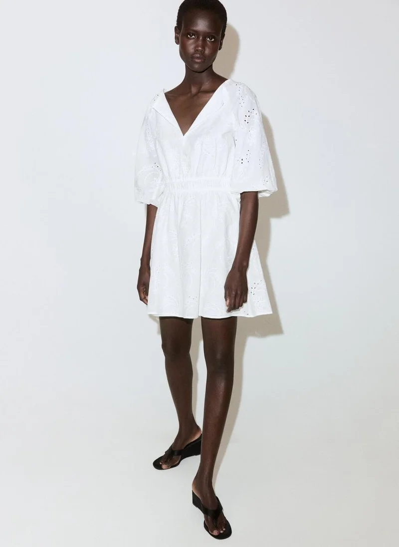 MANGO Embroidered short dress