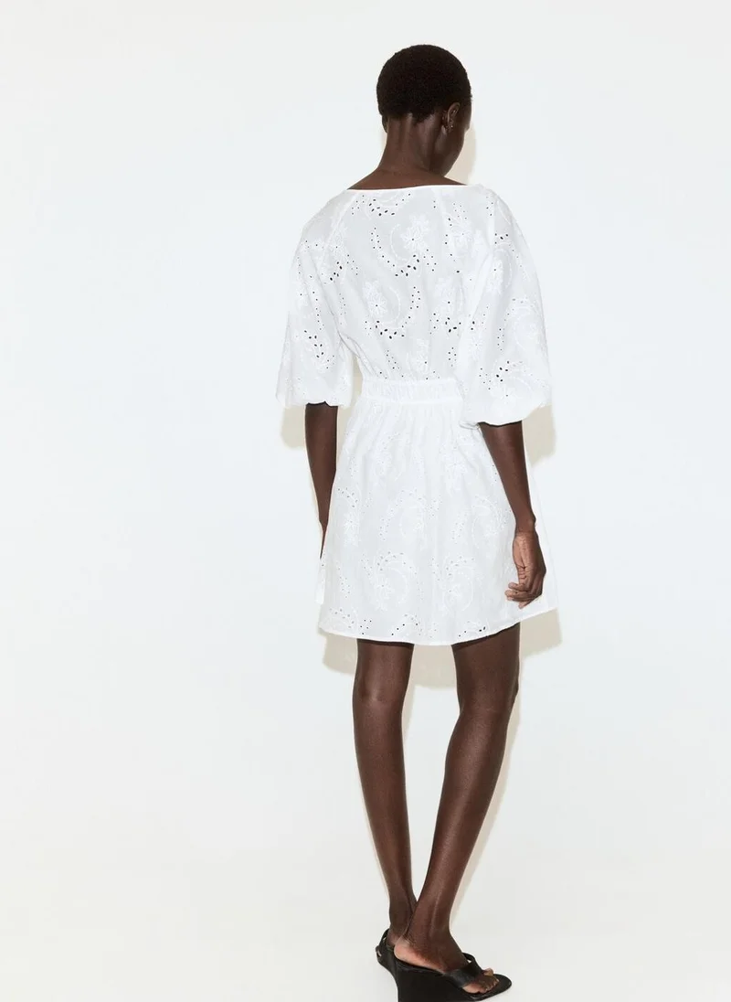 MANGO Embroidered short dress