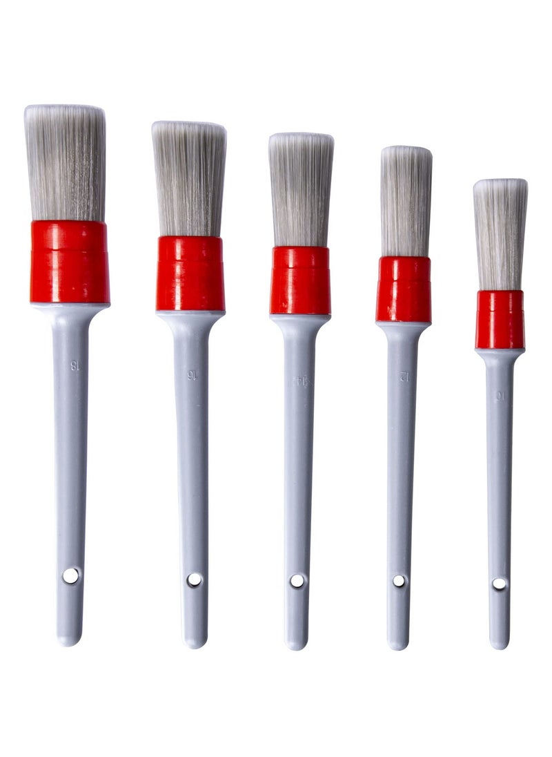 SYOSI Detailing Brush Set - 5 Pcs Soft Automotive Detail Brushes, Different Sizes Car Detailing Brushes for Cleaning Wheels, Engine, Interior, Air Vents, Car, Motorcy Grey  - Image 1