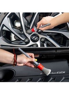 SYOSI Detailing Brush Set - 5 Pcs Soft Automotive Detail Brushes, Different Sizes Car Detailing Brushes for Cleaning Wheels, Engine, Interior, Air Vents, Car, Motorcy Grey  - Image 5