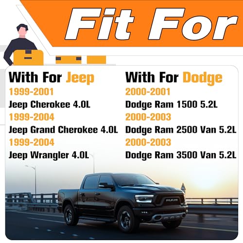 LEVANLIGHT Fuel injector Compatible For 1999-2004 Jeep Cherokee Grand Cherokee Wrangler 4.0L Dodge Ram 1500 2500 3500 5.2L. Replaces# 0280155784, 4854181, 280155784, 4667938.Pack of 6Pcs,4 Holes. - Image 2