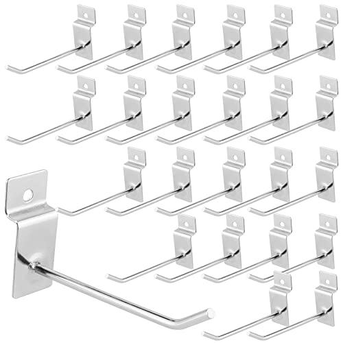 JAPCHET 200 Pack 4 Inch Heavy Duty Silver Metal Slatwall Hooks Hangers Slat Board Hooks Accessories Organization Display - Image 1