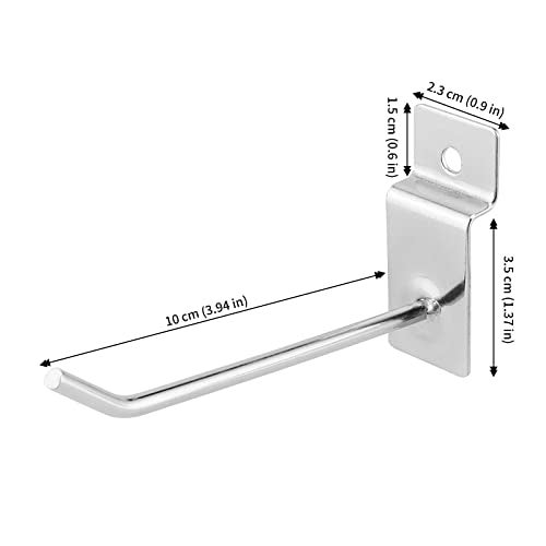 JAPCHET 200 Pack 4 Inch Heavy Duty Silver Metal Slatwall Hooks Hangers Slat Board Hooks Accessories Organization Display - Image 3