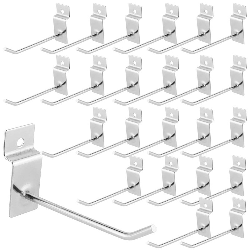 JAPCHET 200 Pack 4 Inch Heavy Duty Silver Metal Slatwall Hooks Hangers Slat Board Hooks Accessories Organization Display - Image 2