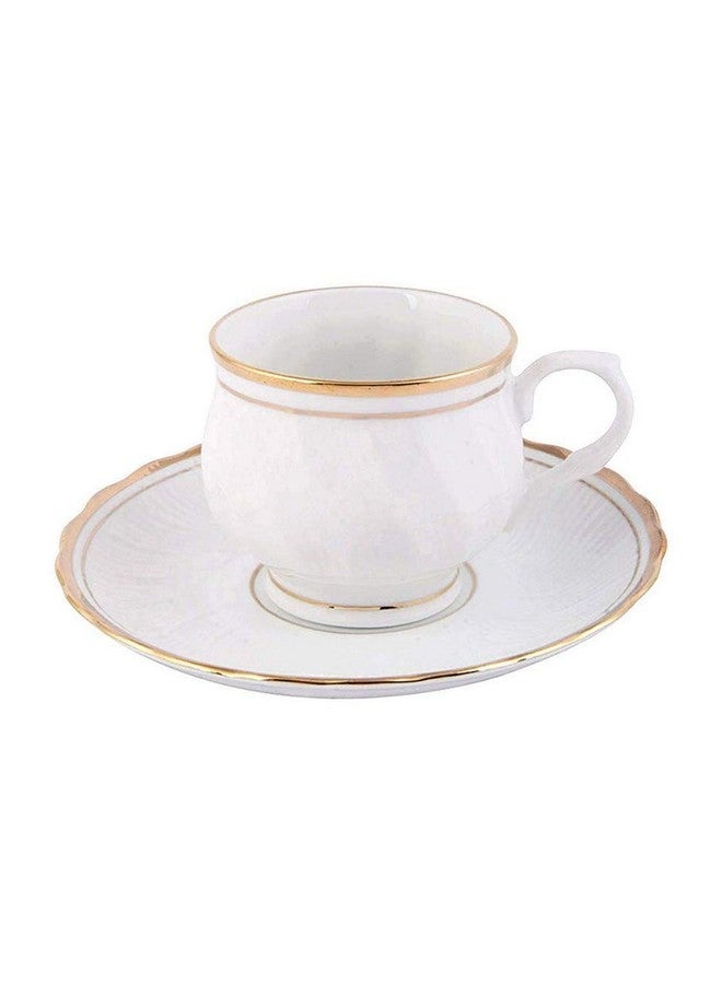 SkyKey طقم أكواب شاي سكاكي بون الصين بهارات كارينا مع saucer من 6، 170 مل، أبيض - Image 5