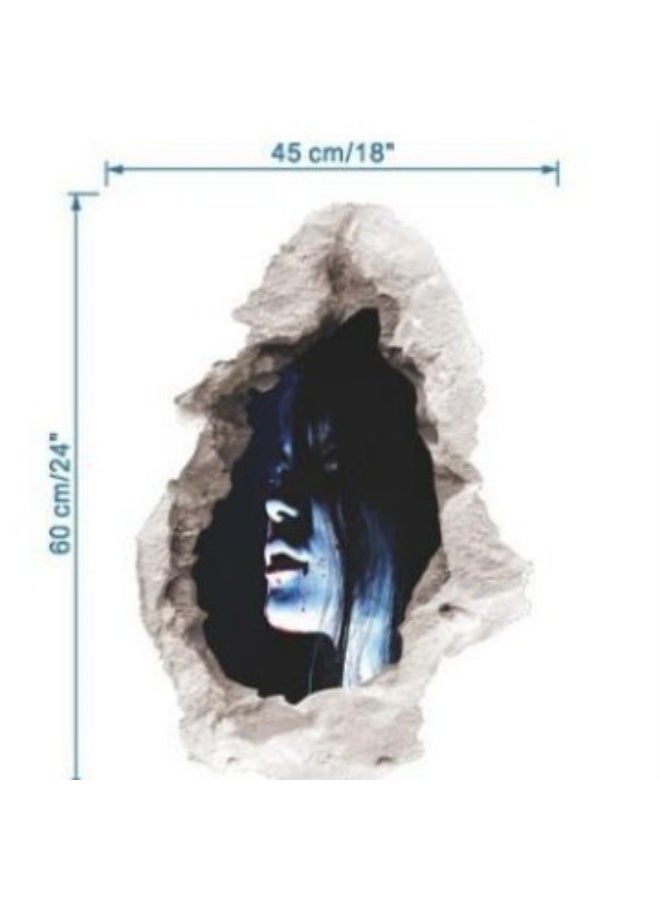 نيبمينينت ملصق جدارية مخيف واقعي 3D لجدار Halloween مع شبح امرأة يتساقط من الجدار