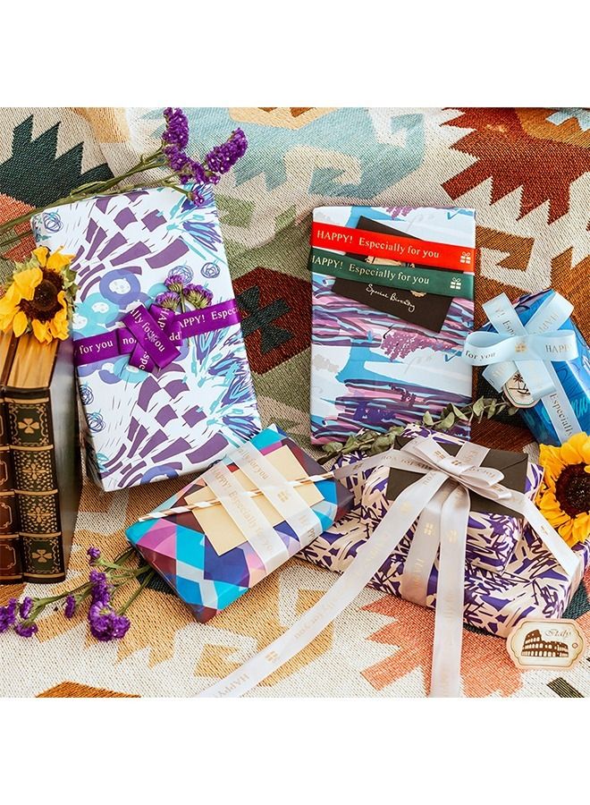 6 Sheets Gift Wrapping Paper with Party Theme Series for Her Him Women Men Kids Childrens Birthday Gifts Wrapping with Sticker and Tape - Image 3