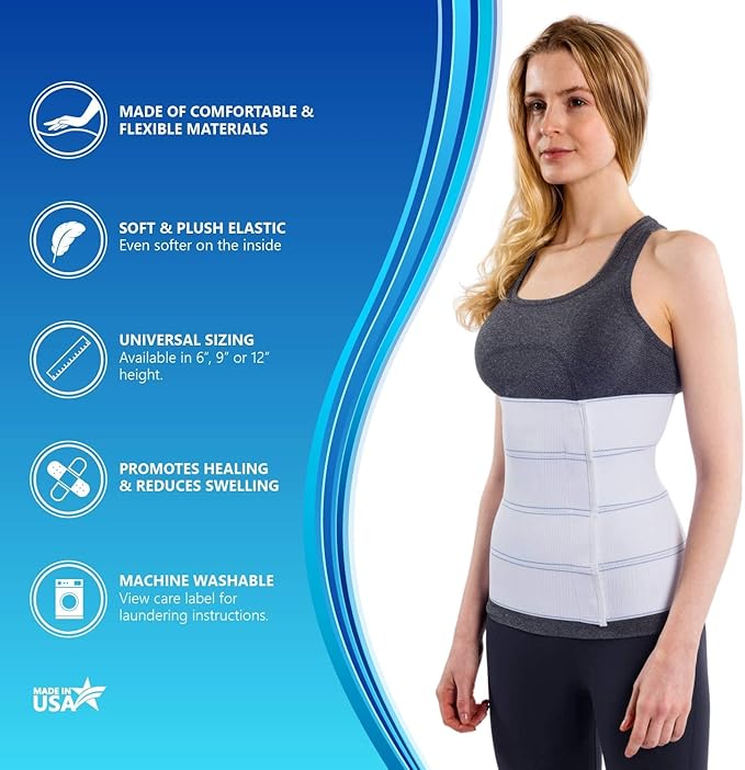RHYNOFIT Abdominal Binder, Postpartum Band, 45" -60” Waist Compression Wrap, Abdominal Binder for Women and Men, Waist Support Belt to Stabilize Core and Improve Muscle Tone (L) - Image 2