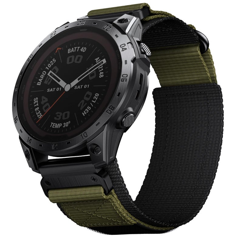 Abanen Tactical Nylon Watch Bands for Garmin Fenix 8 51mm / Enduro/Instinct 3 50mm/ epix Pro 51mm, Adjustable Rugged Weave Ballistic Nylon Webbing Wrist Strap for Fenix 7X/6X/5X,Instinct 2X (Green) - Image 2