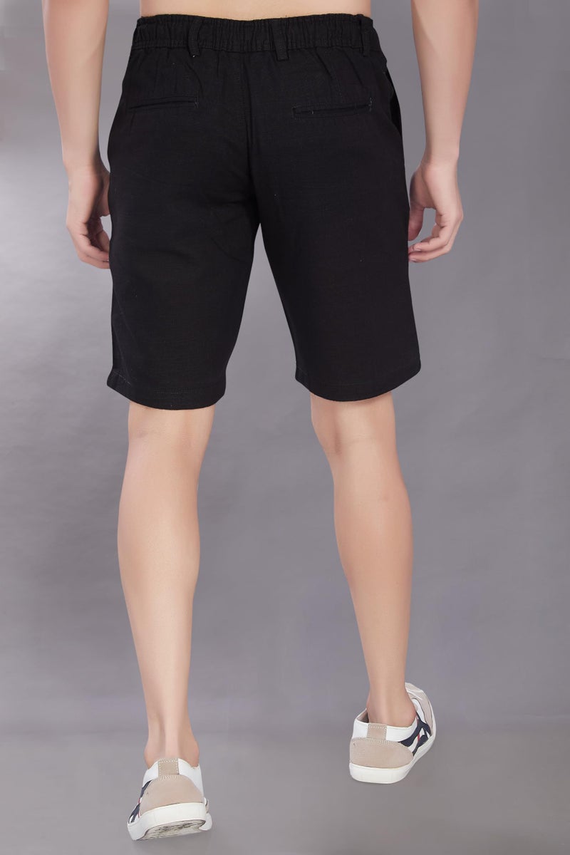 DIVISIVE Men's Relaxed Fit Cotton Linen Blend Shorts (DSRT3_30_Black) - Image 5