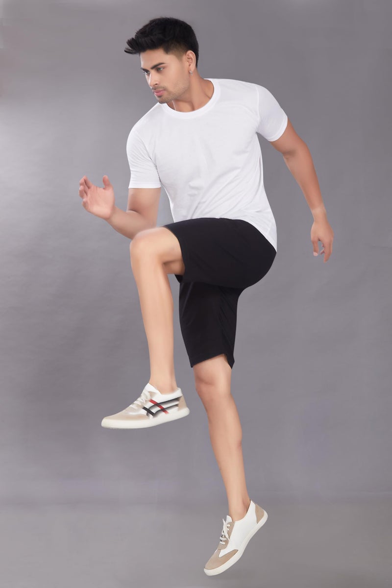 DIVISIVE Men's Relaxed Fit Cotton Linen Blend Shorts (DSRT3_30_Black) - Image 2