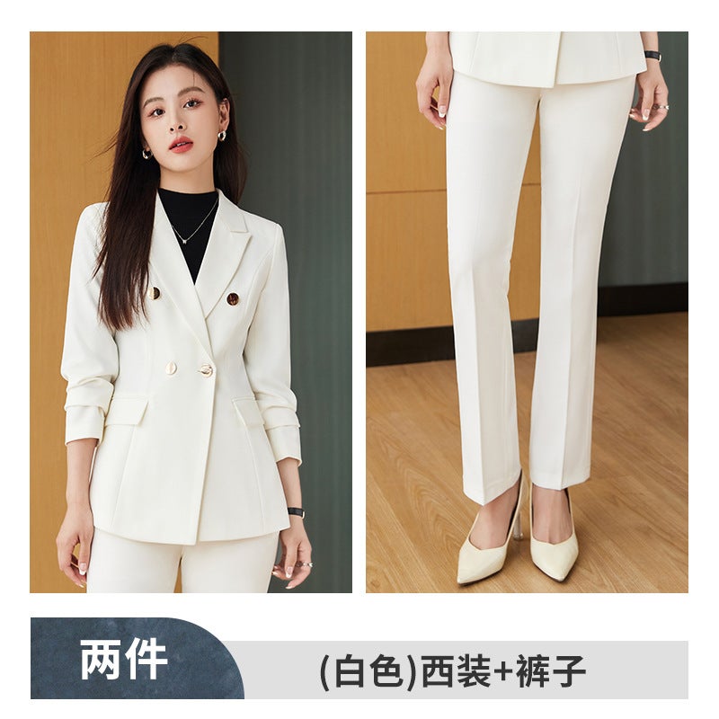 High-class Suit suit Womens Cross-border Autumn Fashion Temperament Goddess Fan Professional Dress Suit Jacket Work Clothes A204 white suit pants