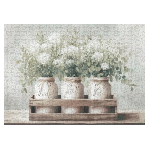 Larkipuzz Aesthetic White Flower Vase Puzzles for Adults 1000 Pieces Fantasy Plant Art Jigsaw Puzzle Impossible Faith Bottle Puzzles - Image 5