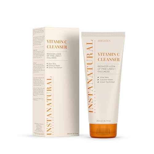 InstaNatural Vitamin C Cleanser All Natural Face Wash Brightens Skin Good for Uneven Texture USA Made with Coconut Water and Aloe Vera 67 FL Oz