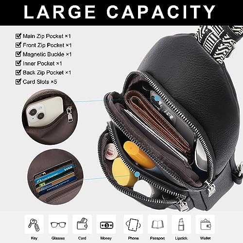 CLUCI Small Sling Bag for Women, Vegan Leather Fanny Pack Crossbody Bags for Women, Chest Bag With Guitar Strap - Image 4